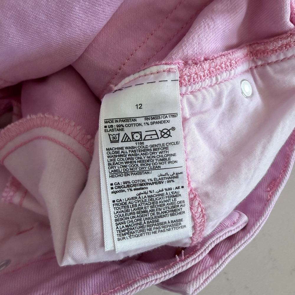 Old Navy OG Straight Pink Denim Cutoff Shorts Women's 12 High Rise Raw Hem - Picture 4 of 5
